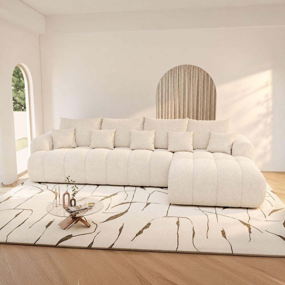 Colțar extensibil dumonde Milano XL Monte 03 Bej II 327x175 cm – imagine principală