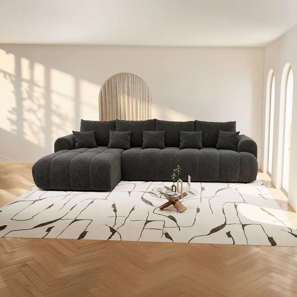 Colțar extensibil dumonde Milano XL Monte 99 Negru 327x175 cm – imagine principală