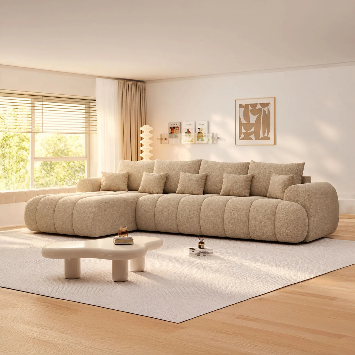 Colțar extensibil dumonde Milano XL Quelle 05 Bej 327x175 cm – imagine principală