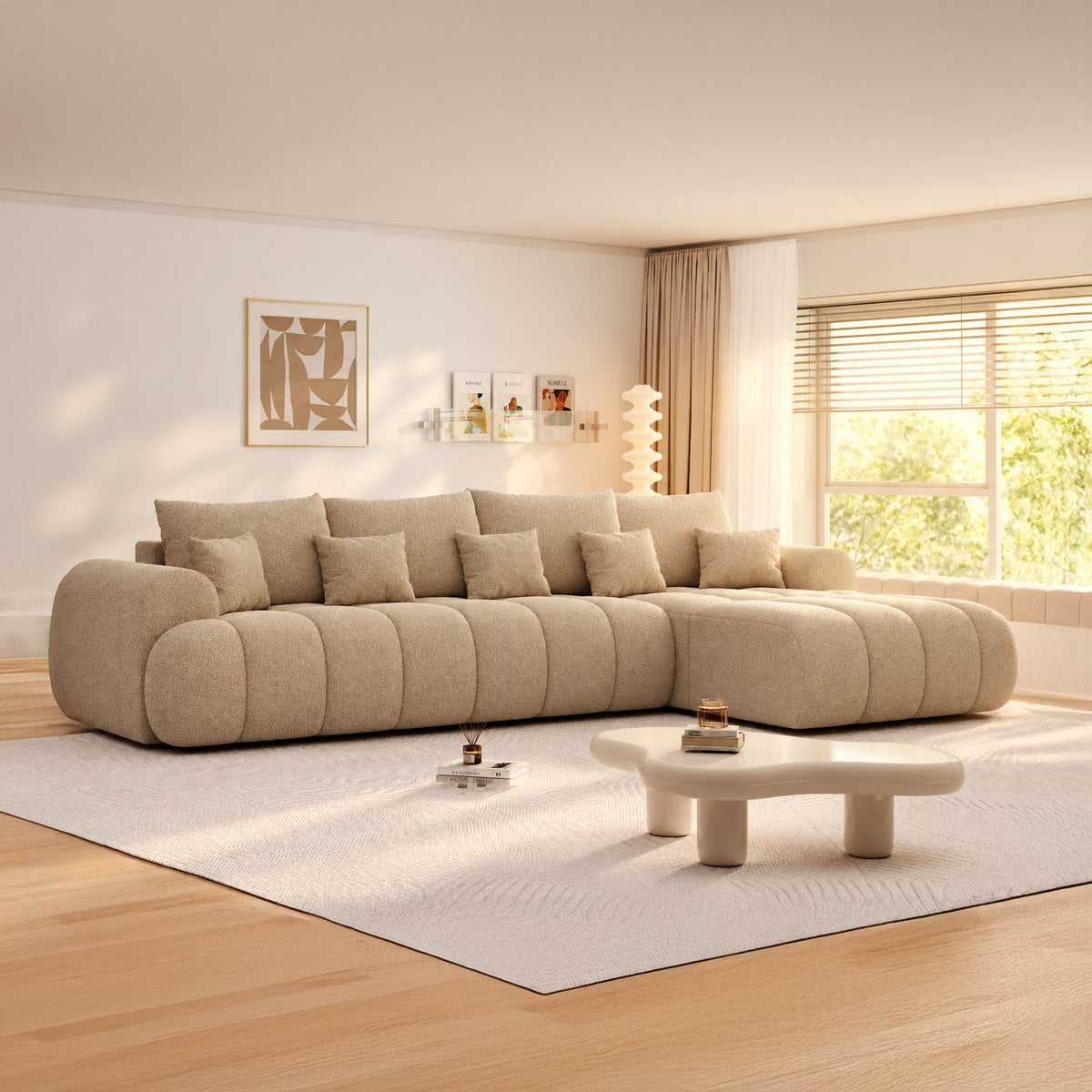 Colțar extensibil dumonde Milano XL Quelle 05 Bej II 327x175 cm – imagine principală