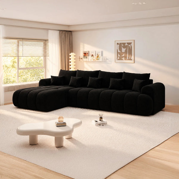 Colțar extensibil dumonde Milano XL Quelle 100 Negru 327x175 cm – imagine principală