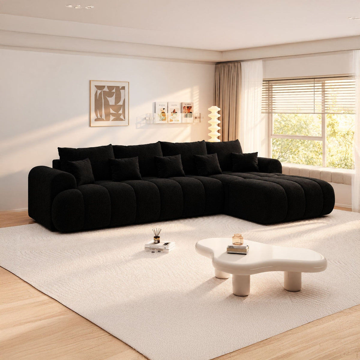 Colțar extensibil dumonde Milano XL Quelle 100 Negru II 327x175 cm – imagine principală