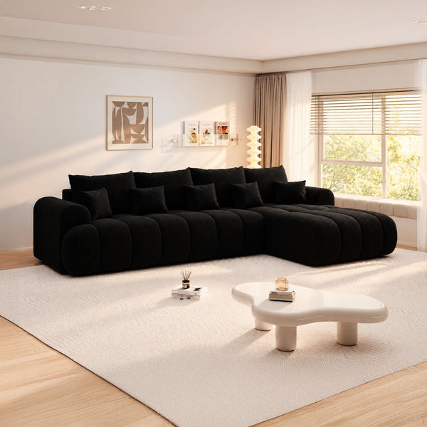Colțar extensibil dumonde Milano XL Quelle 100 Negru II 327x175 cm – imagine principală