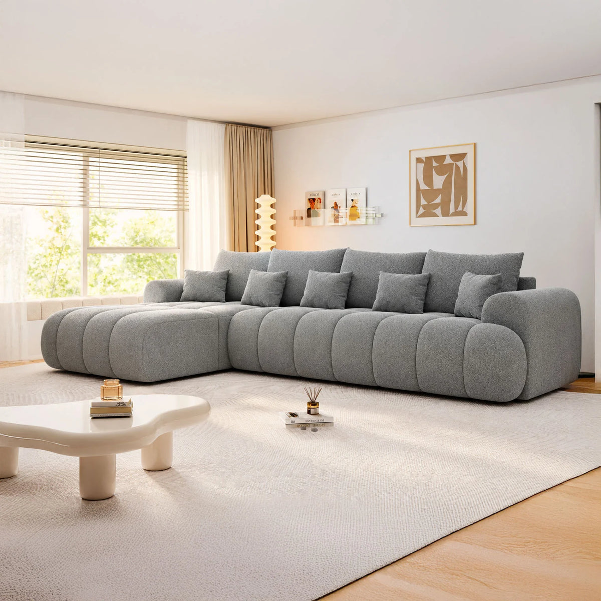 Colțar extensibil dumonde Milano XL Quelle 83 Gri 327x175 cm – imagine principală