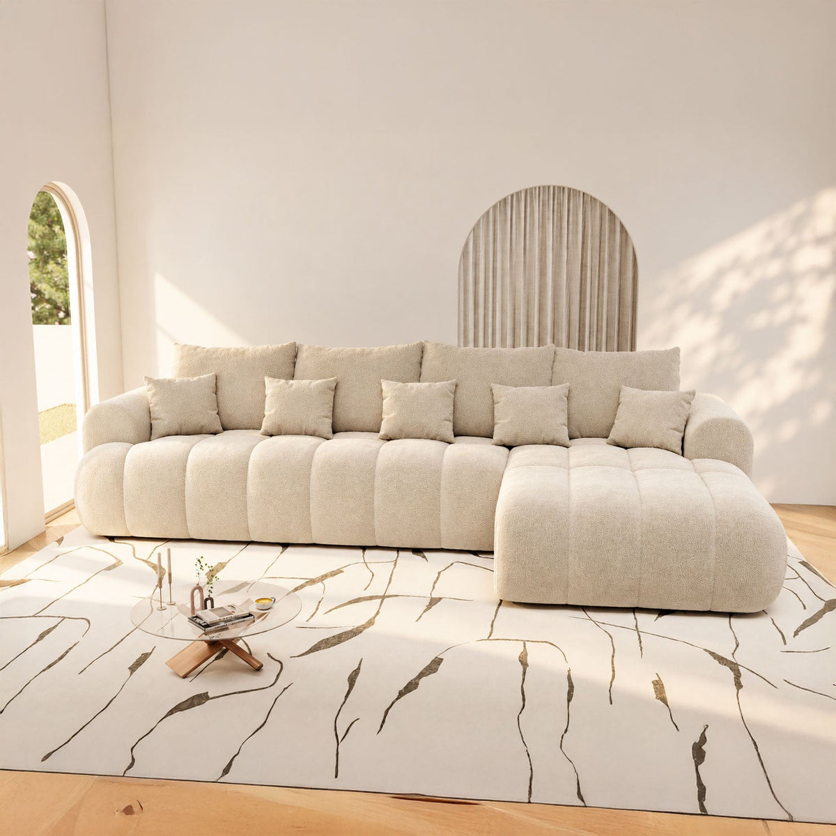 Colțar extensibil dumonde Milano XL Vibe 06 Bej II 327x175 cm – imagine principală