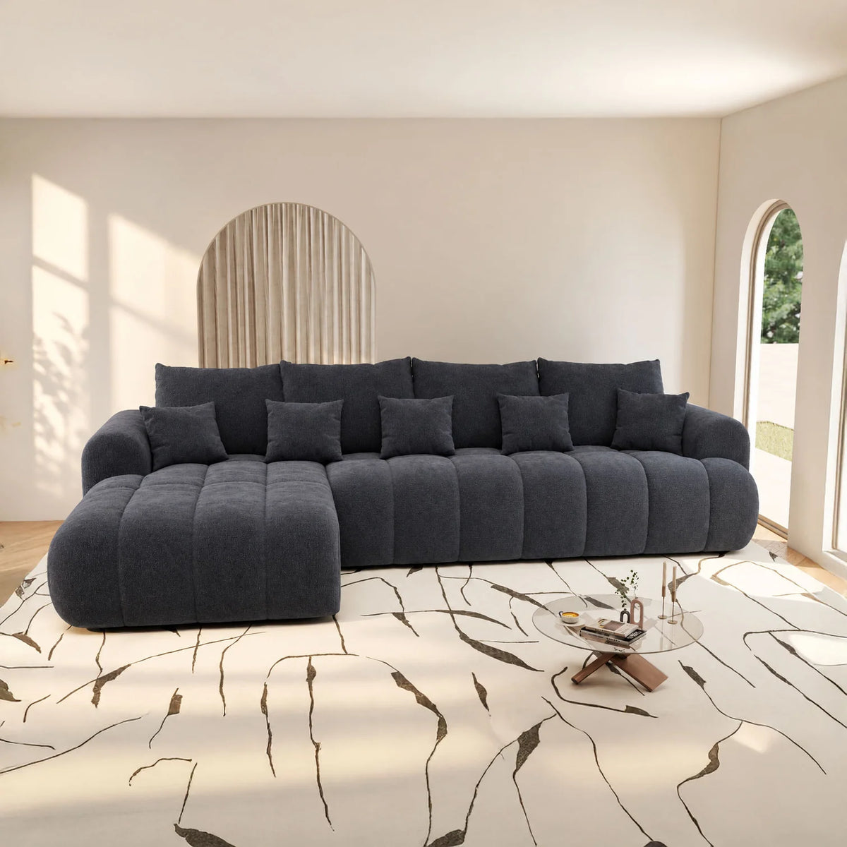 Colțar extensibil dumonde Milano XL Vibe 97 Gri Antracit 327x175 cm – imagine principală