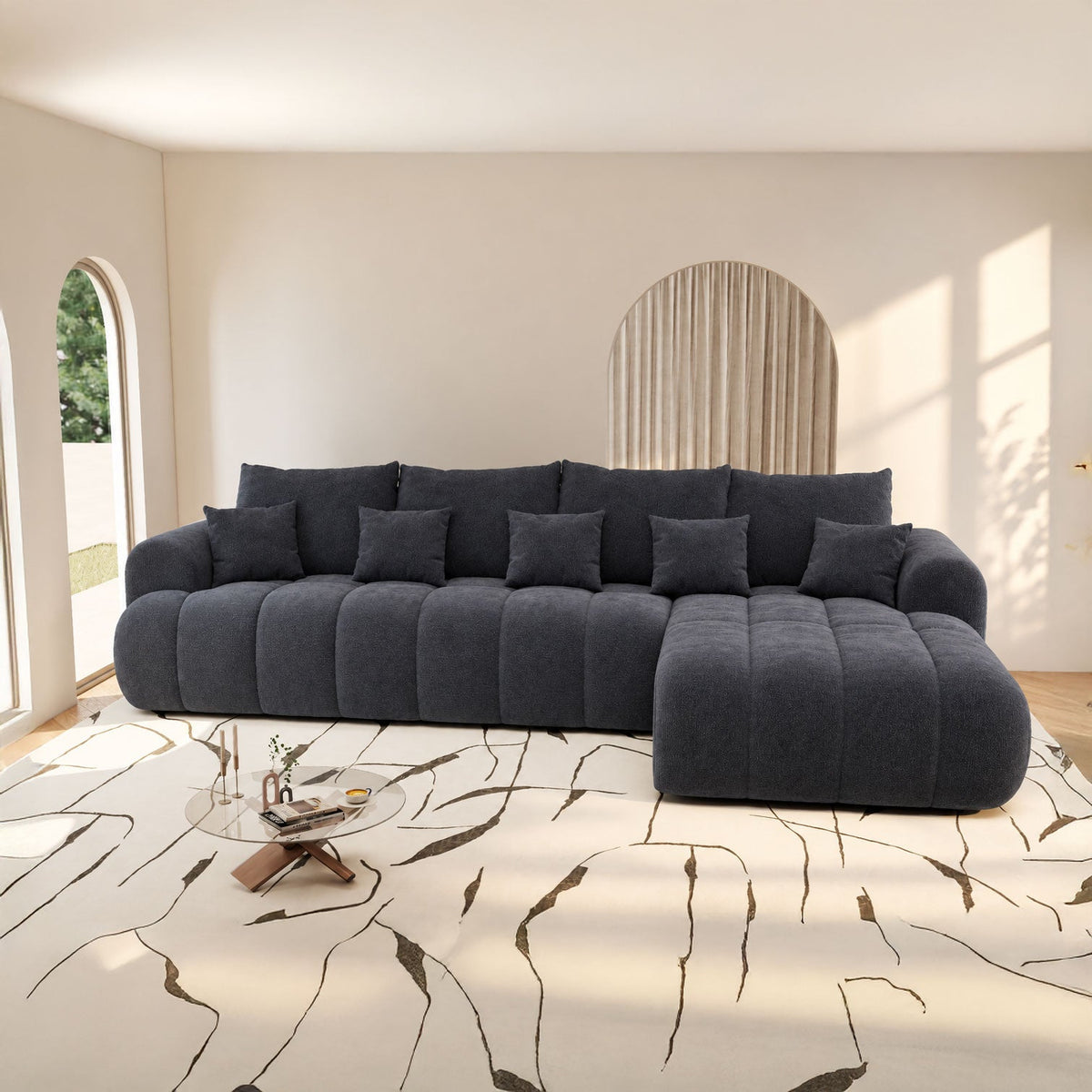 Colțar extensibil dumonde Milano XL Vibe 97 Gri Antracit II 327x175 cm – imagine principală