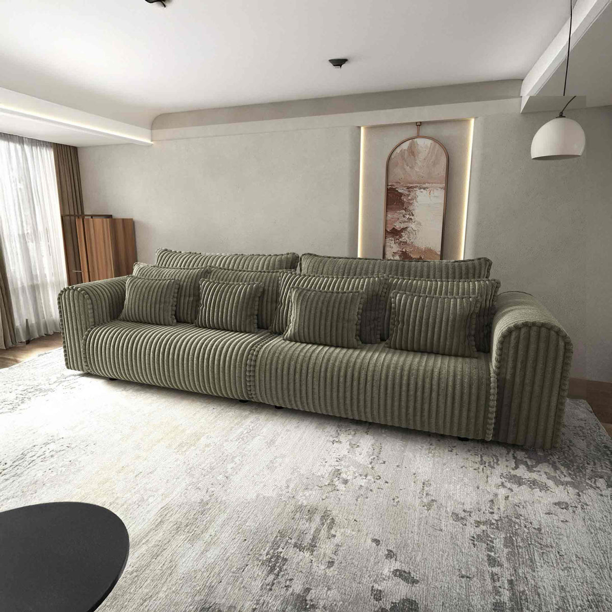 Canapea extensibilă dumonde cu ladă de depozitare Monaco Tilia Olive 290x130 cm