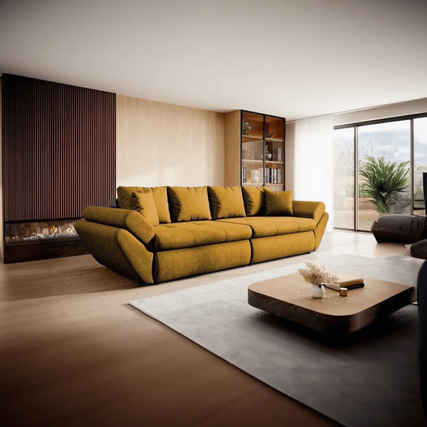 Canapea extensibilă dumonde cu ladă de depozitare Loana Enjoy Mango 300x100 cm