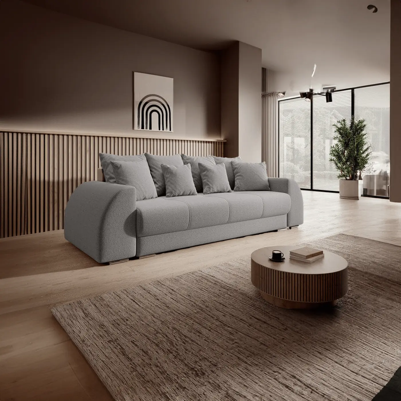 Canapea extensibilă dumonde cu ladă de depozitare si sezut confortabil din spuma HR, Verona New Grey 260x100 cm Fabrica