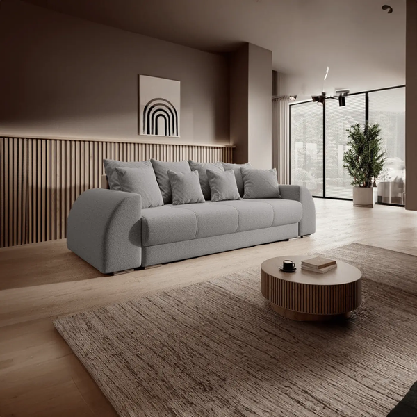 Canapea extensibilă dumonde cu ladă de depozitare si sezut confortabil din spuma HR, Verona New Grey 260x100 cm Fabrica