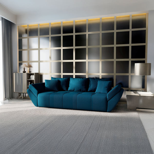 Canapea extensibilă dumonde cu ladă de depozitare si sezut confortabil din spuma HR, Berlin Enjoy Petrol 250x100 cm Fabrica
