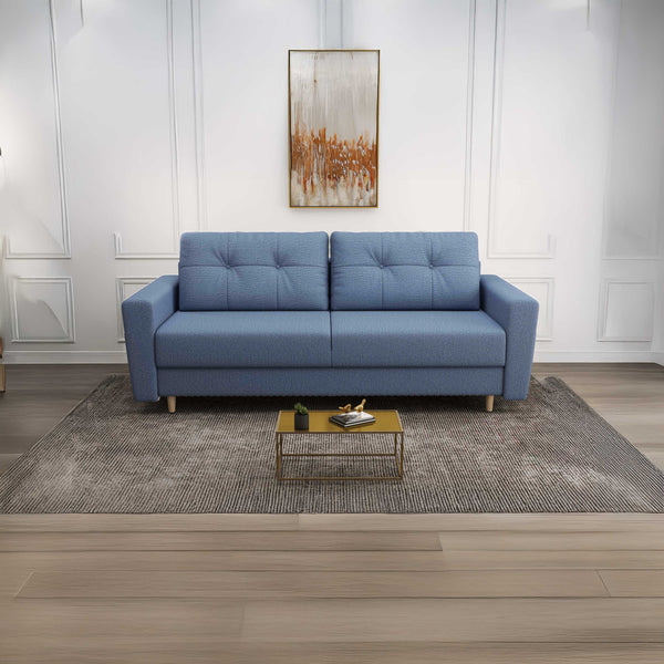 Canapea extensibilă dumonde cu ladă de depozitare si sezut confortabil din spuma HR, Summer Enjoy Albastru 225x100 cm fabrica