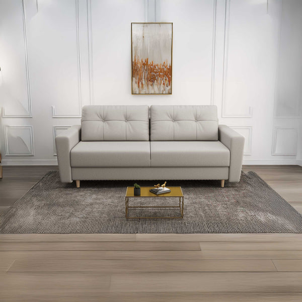 Canapea extensibilă dumonde cu ladă de depozitare si sezut confortabil din spuma HR, Summer Enjoy Bej 225x100 cm fabrica