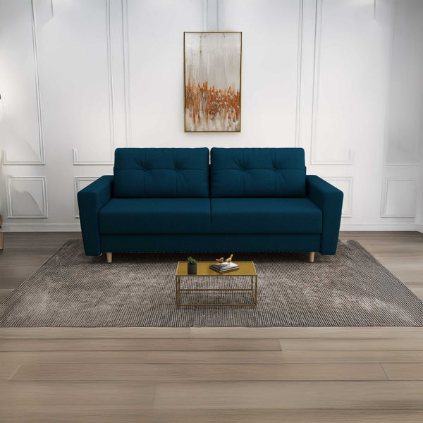 Canapea extensibilă dumonde cu ladă de depozitare si sezut confortabil din spuma HR, Summer Enjoy Petrol 225x100 cm fabrica