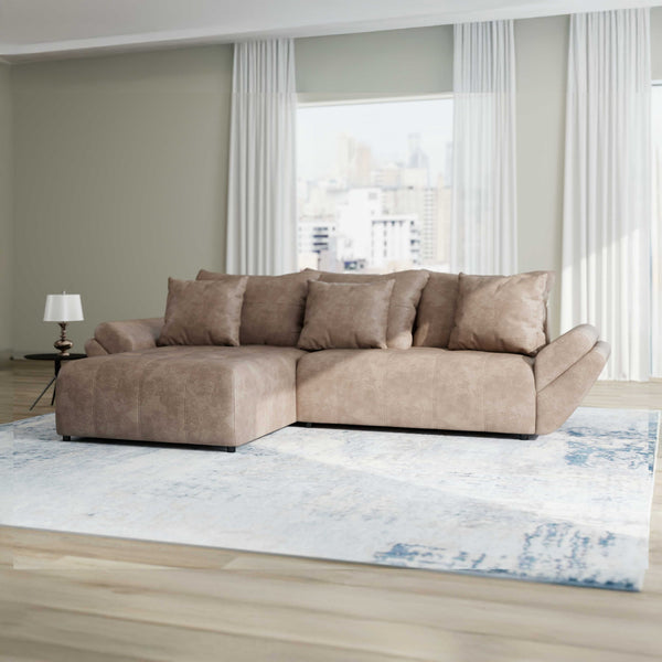 Colțar extensibil dumonde cu ladă de depozitare Berlin Tobago Brown 280x185 cm