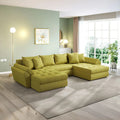 Colțar extensibil dumonde cu ladă de depozitare Loana U Enjoy Green 375x185 cm