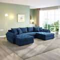 Colțar extensibil dumonde cu ladă de depozitare Loana U Zoom Blue 375x185 cm