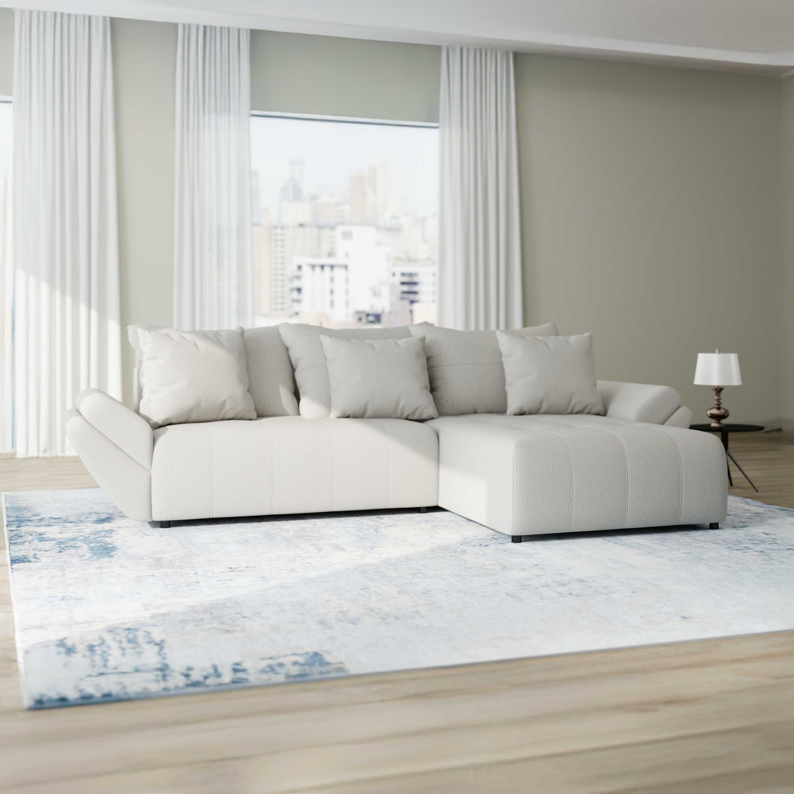 Colțar extensibil dumonde cu ladă de depozitare Berlin Enjoy Bej 280x185 cm II