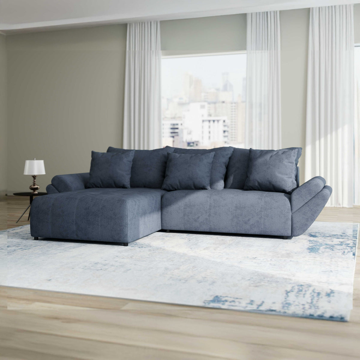 Colțar extensibil dumonde cu ladă de depozitare Berlin Enjoy Antracit 280x185 cm