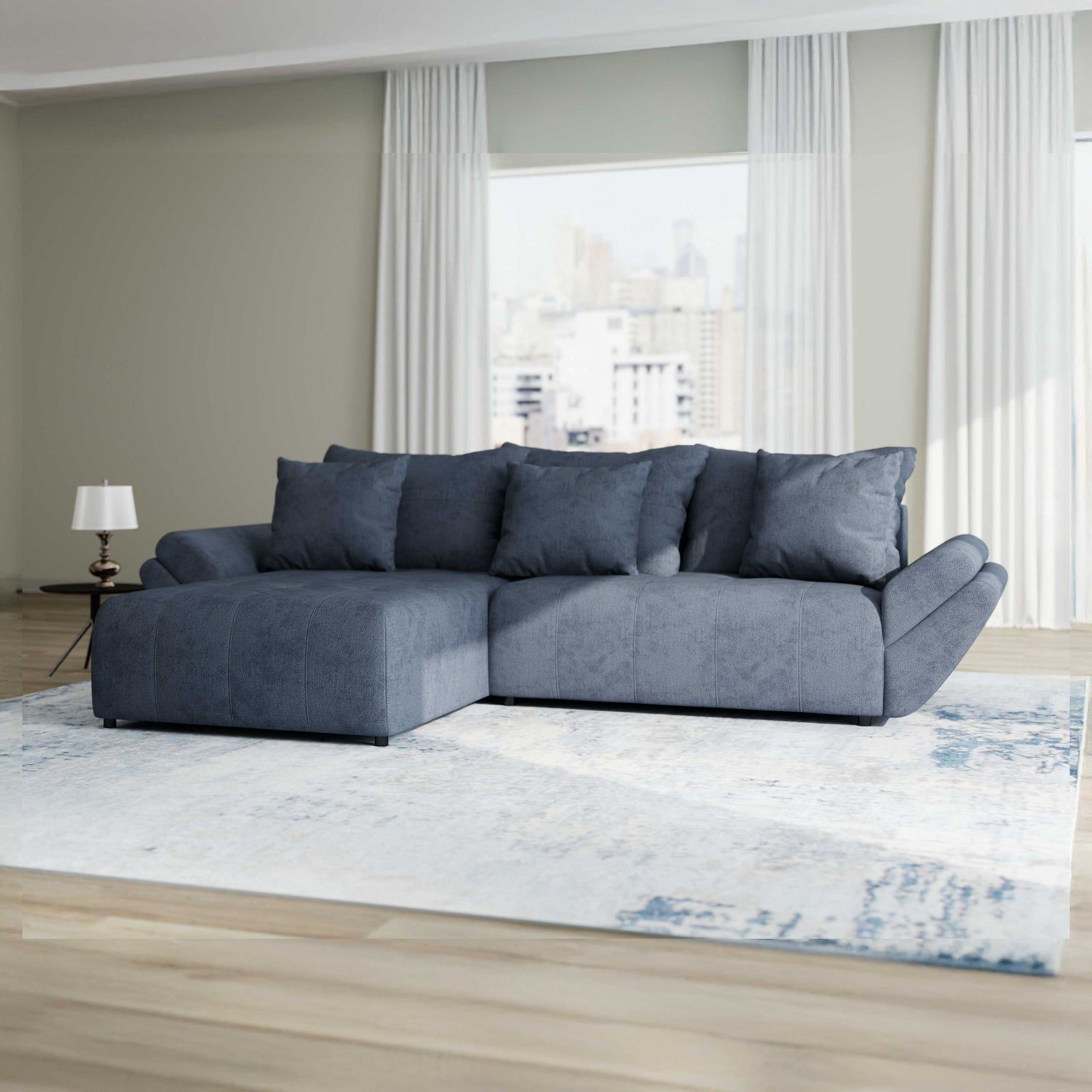 Colțar extensibil dumonde cu ladă de depozitare Berlin Enjoy Antracit 280x185 cm