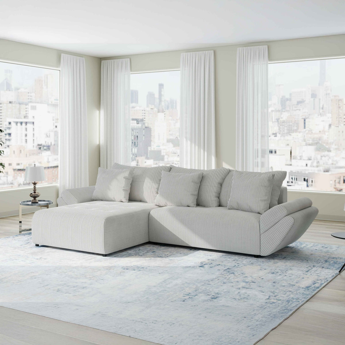 Colțar extensibil dumonde cu ladă de depozitare Berlin Zoom Crem 280x185 cm