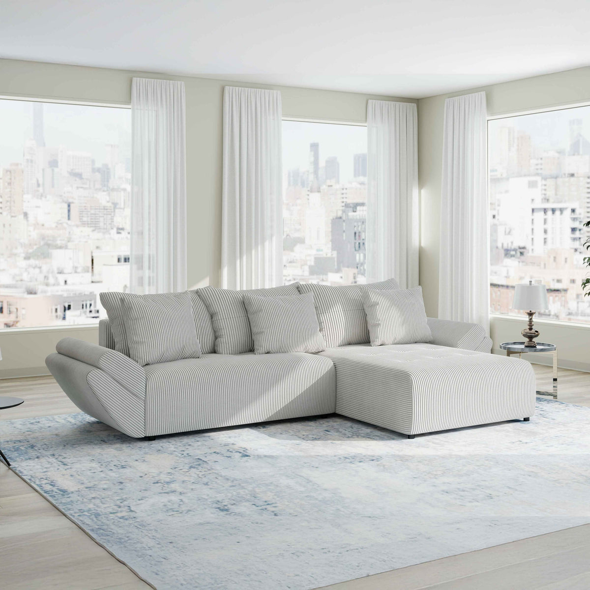 Colțar extensibil dumonde cu ladă de depozitare Berlin Zoom Crem 280x185 cm II