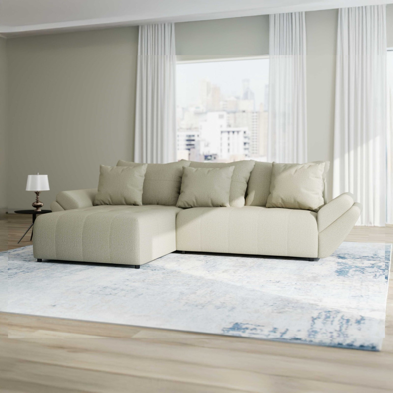 Colțar extensibil dumonde cu ladă de depozitare Berlin Enjoy Bej 280x185 cm