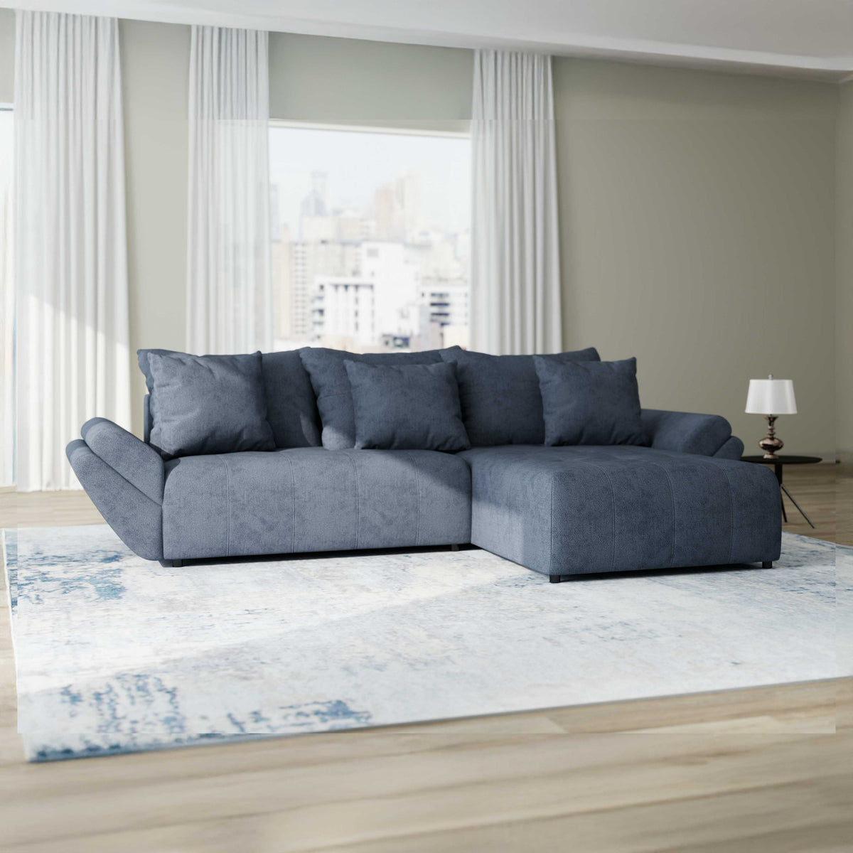 Colțar extensibil dumonde cu ladă de depozitare Berlin Enjoy Antracit 280x185 cm II
