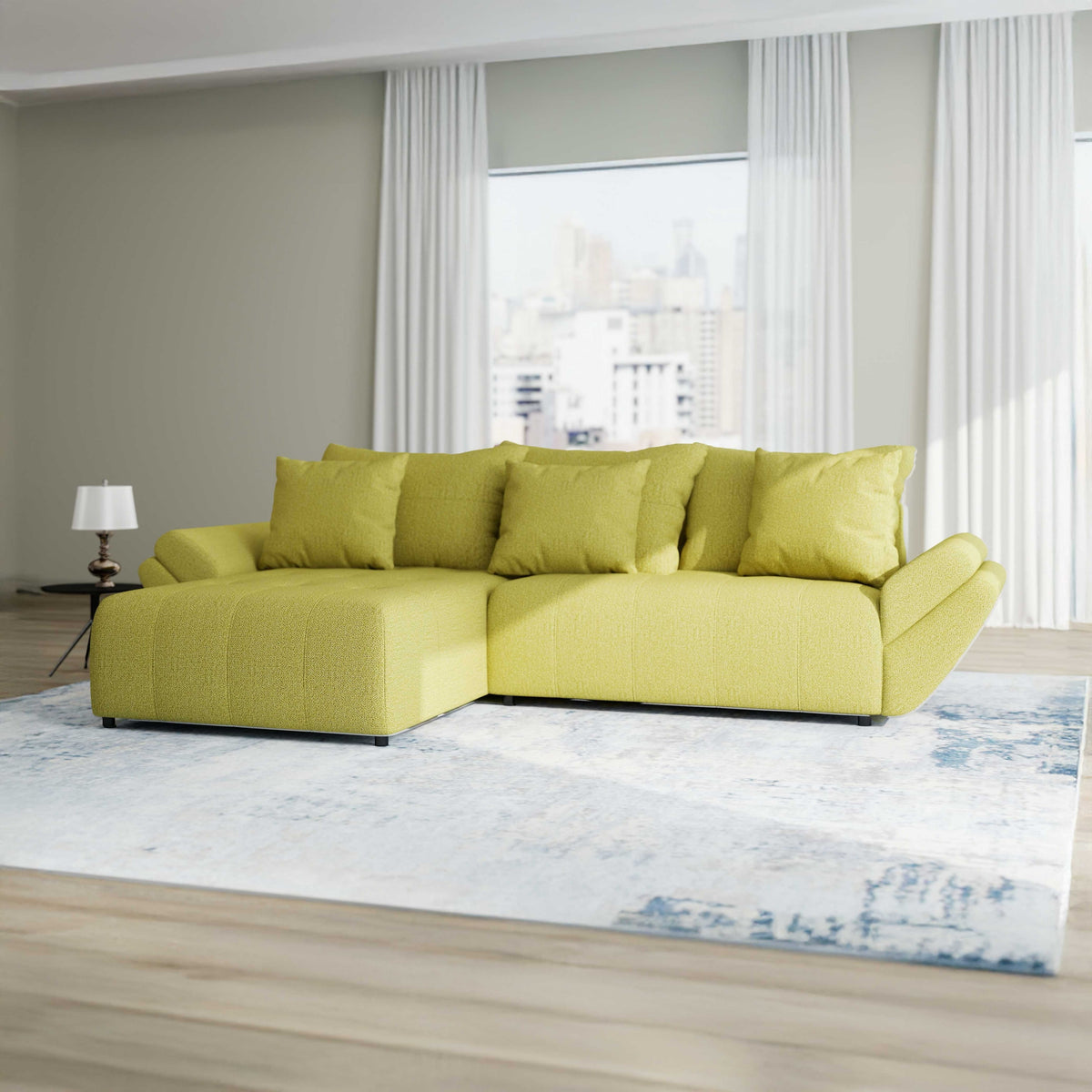 Colțar extensibil dumonde cu ladă de depozitare Berlin Enjoy Verde 280x185 cm
