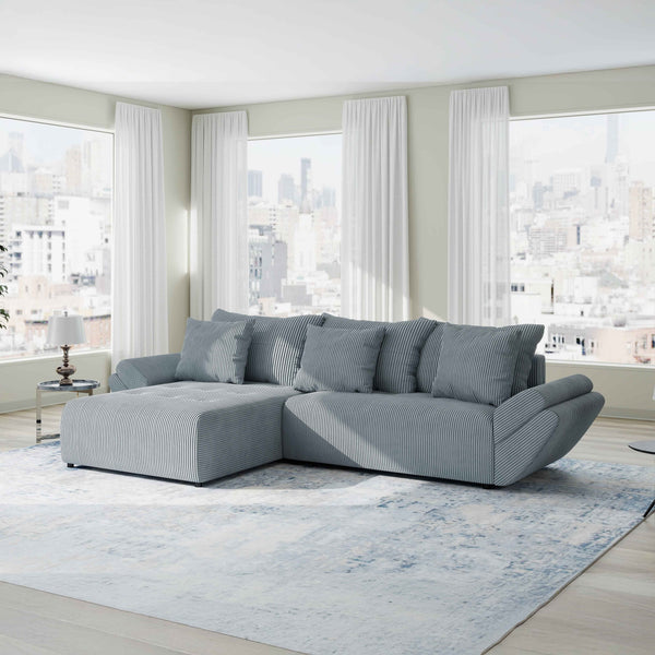 Colțar extensibil dumonde cu ladă de depozitare Berlin Zoom Gri 280x185 cm