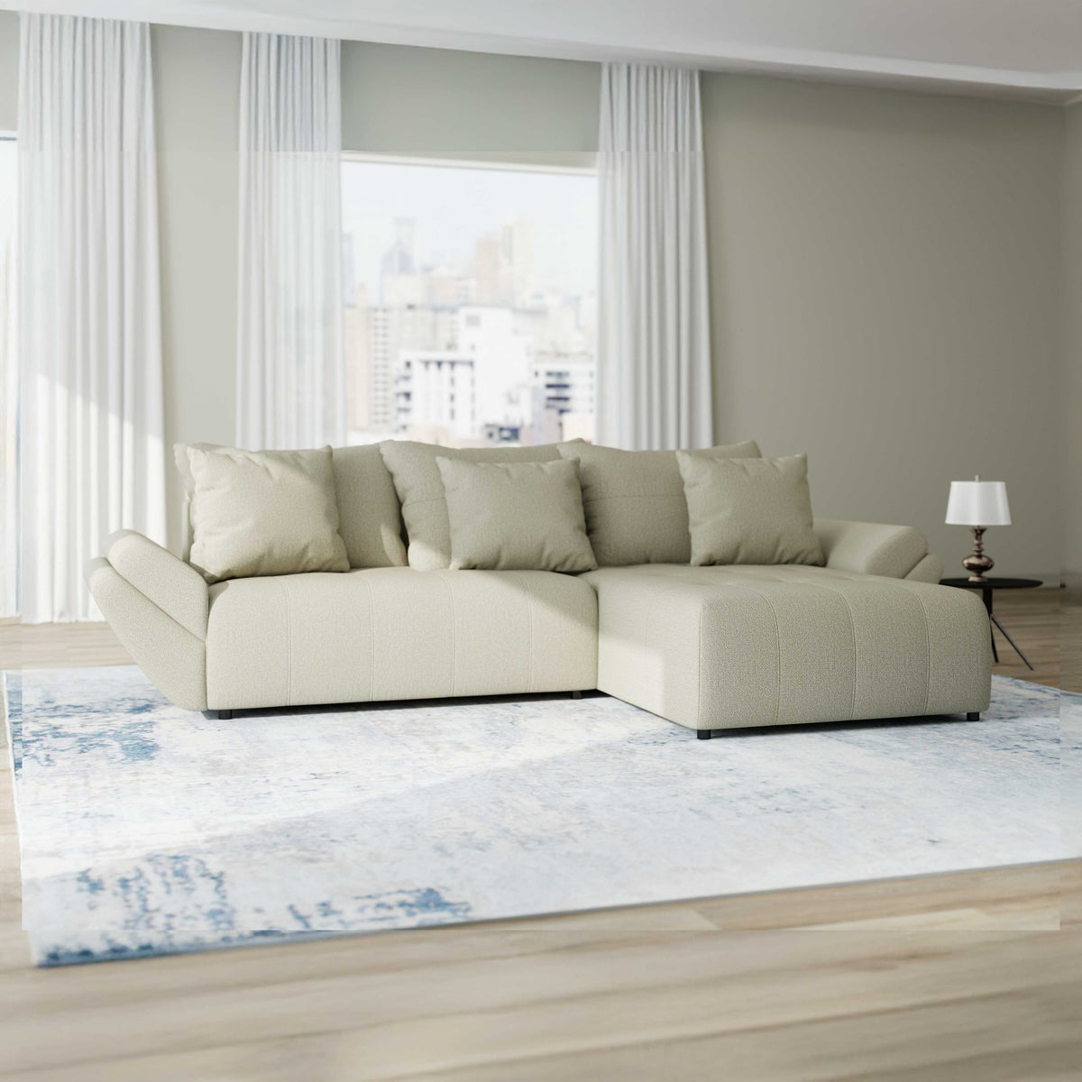 Colțar extensibil dumonde cu ladă de depozitare Berlin Enjoy Bej 280x185 cm II