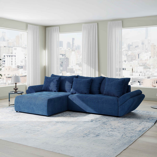 Colțar extensibil dumonde cu ladă de depozitare Berlin Zoom Albastru 280x185 cm