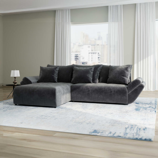 Colțar extensibil dumonde cu ladă de depozitare Berlin Madagaskar Gri 280x185 cm