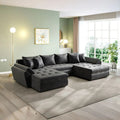 Colțar extensibil dumonde cu ladă de depozitare Loana U Madagaskar Black 375x185 cm