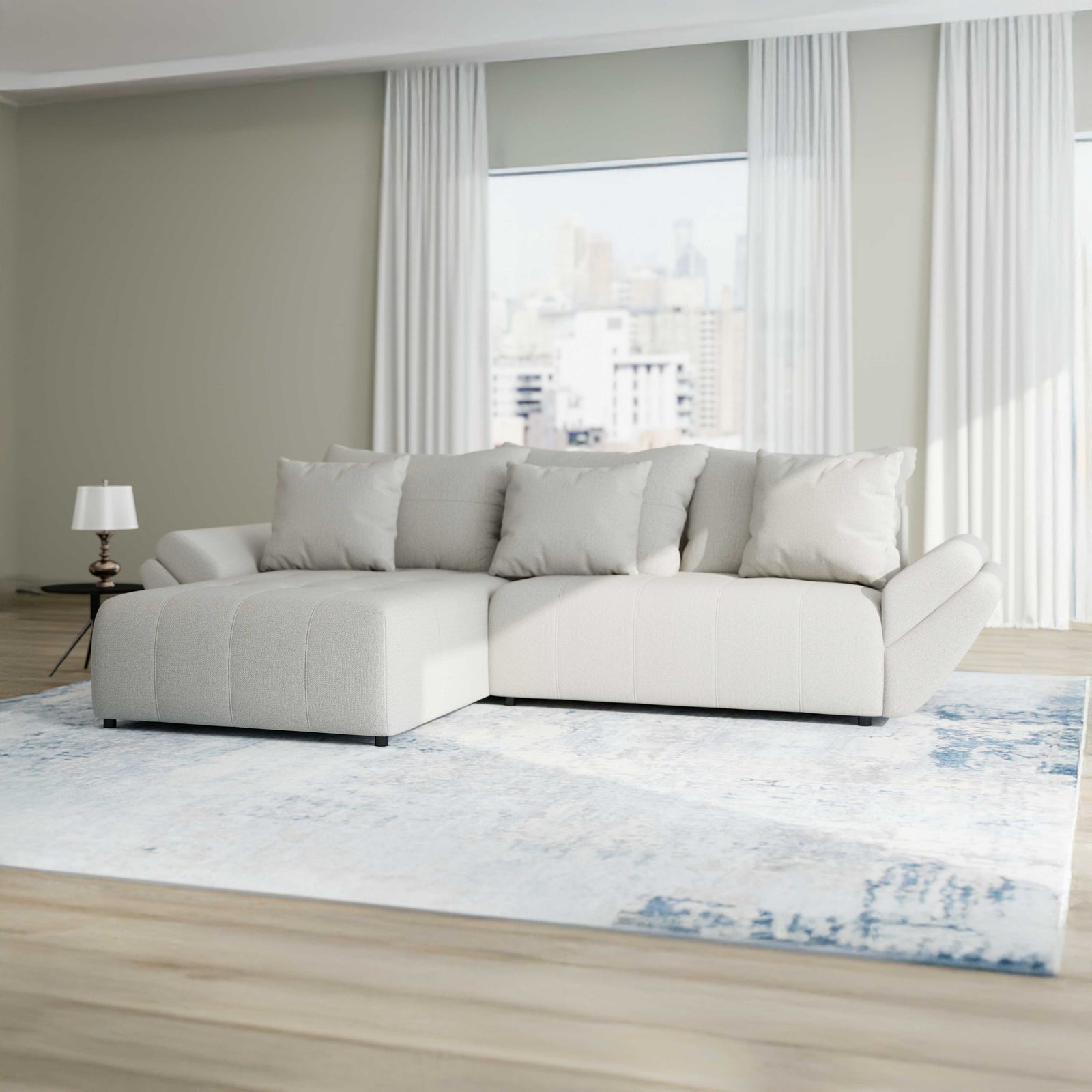 Colțar extensibil dumonde cu ladă de depozitare Berlin Enjoy Bej 280x185 cm