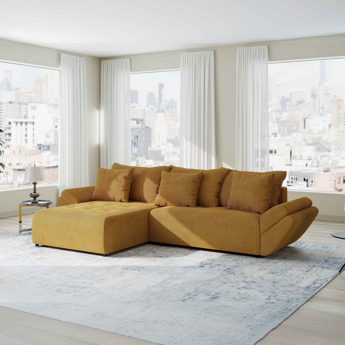 Colțar extensibil dumonde cu ladă de depozitare Berlin Zoom Mustrar 280x185 cm