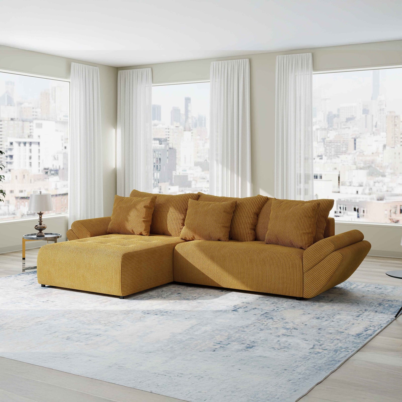 Colțar extensibil dumonde cu ladă de depozitare Berlin Zoom Mustrar 280x185 cm