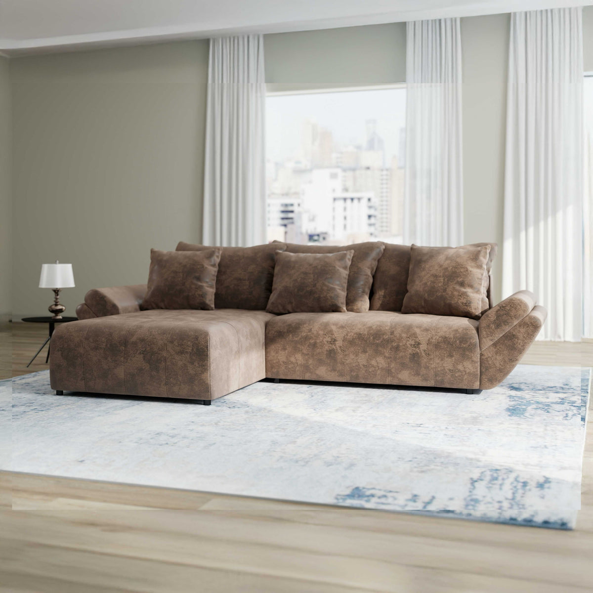 Colțar extensibil dumonde cu ladă de depozitare Berlin Madagaskar Maro 280x185 cm