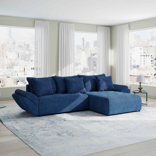 Colțar extensibil dumonde cu ladă de depozitare Berlin Zoom Albastru 280x185 cm II