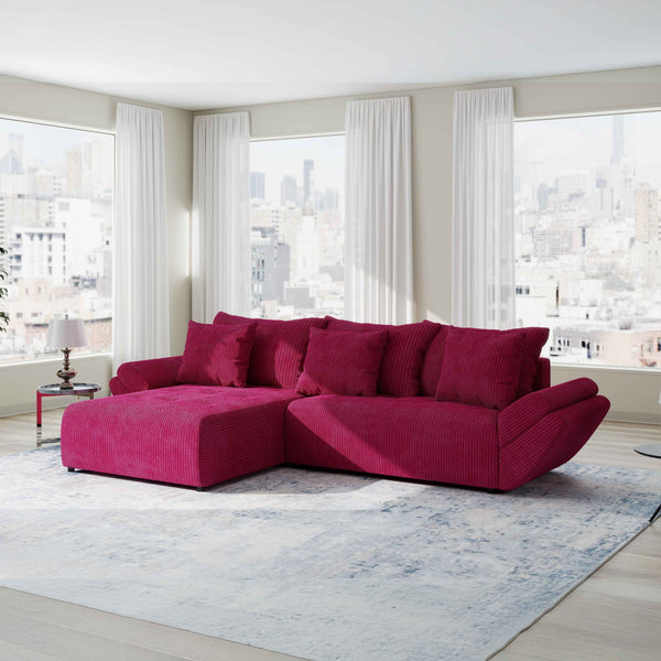 Colțar extensibil dumonde cu ladă de depozitare Berlin Zoom Rosu 280x185 cm