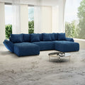 Colțar extensibil dumonde cu ladă de depozitare Berlin U Zoom Blue 400x185 cm