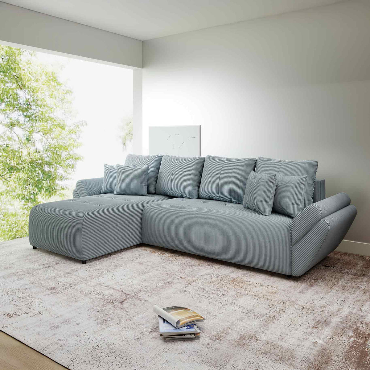 Colțar extensibil dumonde cu ladă de depozitare Berlin XL Zoom Grey 350x185 cm