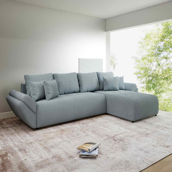 Colțar extensibil dumonde cu ladă de depozitare Berlin XL Zoom Grey II 350x185 cm