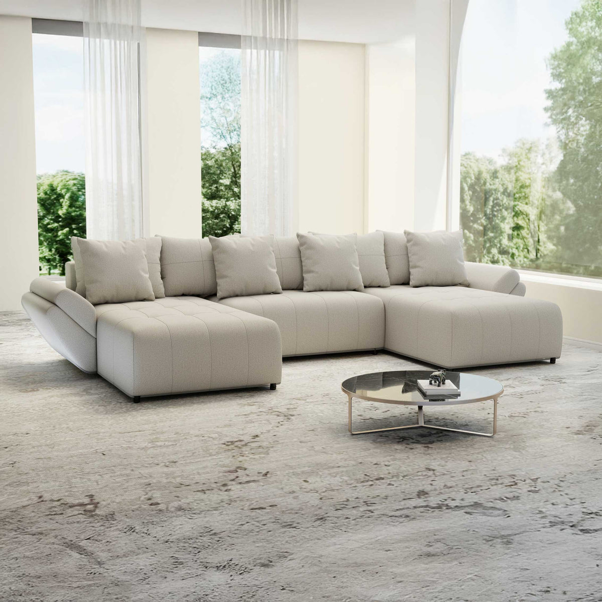 Colțar extensibil dumonde cu ladă de depozitare Berlin U Enjoy Bej 400x185 cm