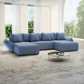 Colțar extensibil dumonde cu ladă de depozitare Berlin U Enjoy Blue 400x185 cm