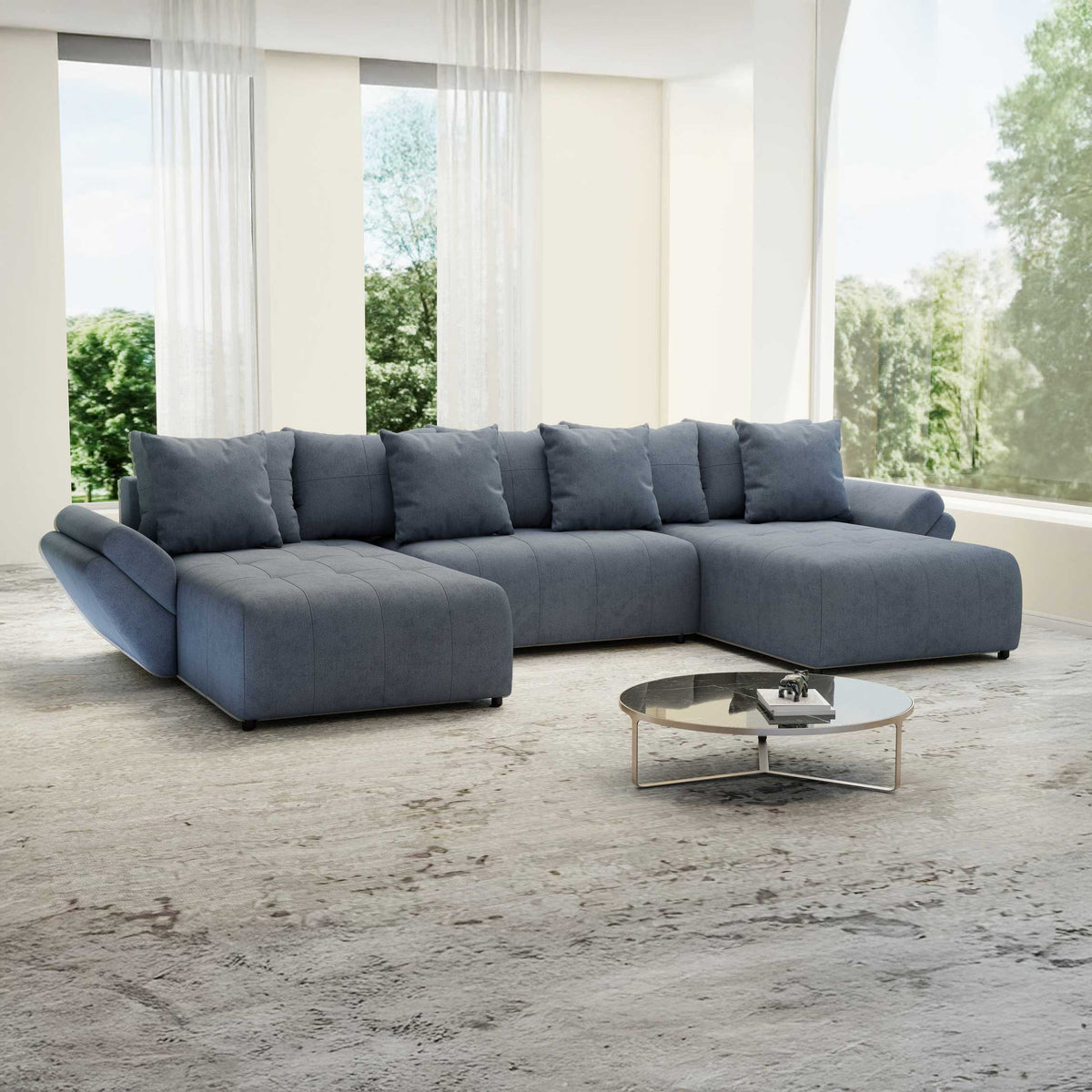 Colțar extensibil dumonde cu ladă de depozitare Berlin U Enjoy Antracit 400x185 cm