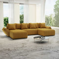 Colțar extensibil dumonde cu ladă de depozitare Berlin U Ambiance Mustar 400x185 cm