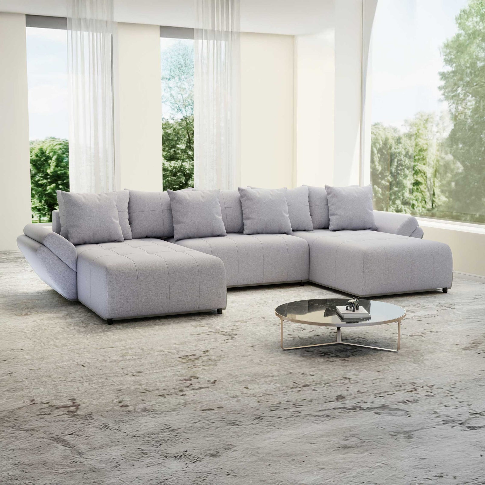 Colțar extensibil dumonde cu ladă de depozitare Berlin U Enjoy Gri 400x185 cm