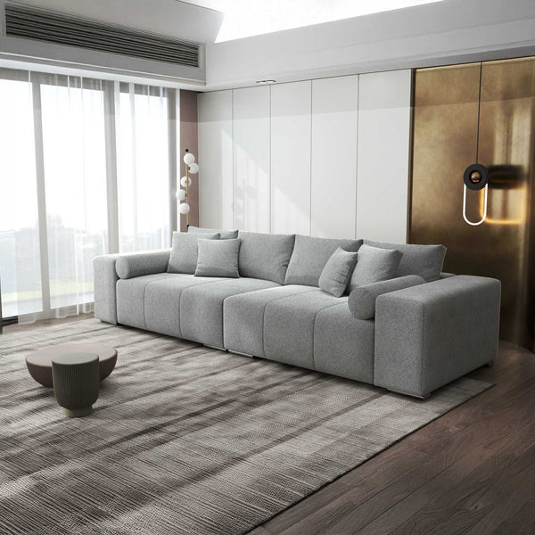 Canapea extensibilă dumonde cu ladă de depozitare si sezut confortabil din spuma high-density, Marbela XXL Quelle Gri 83 290x100 cm